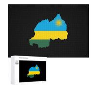 Flag Map of Rwanda Wooden Jigsaw Puzzle for Adults Creative Fun Puzzles Gift for Friend Family 1000 PCS
