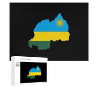 Flag Map of Rwanda Wooden Jigsaw Puzzle for Adults Creative Fun Puzzles Gift for Friend Family 500 PCS