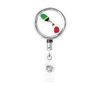 Flag Map of Saint Kitts and Nevis Heavy Duty Metal Badge Holder Reel, Retractable Badge Holder with Belt Clip for Key Name Card Holder Employee Teacher