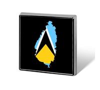 Flag Map of Saint Lucia Badge Pin Brooch Square Shape Button Aluminum Decor for Backpacks Hats 0.7 Inch