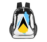 Flag,Map of Saint Lucia Clear Backpack Stadium Events Transparent Bag PVC