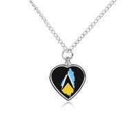 Flag,Map of Saint Lucia Heart Urn Necklace for Ashes Memorial Keepsake Jewelry Pendant Silver Chain