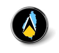 Flag,Map of Saint Lucia Round Pin Brooch Enamel Lapel Badges Jewelry Decor for Backpack Hats
