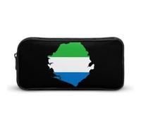 Flag Map of Sierra Leone Large Pencil Case Pouch Multifunctional Office Storage Pocket Makeup Bag with Zipper