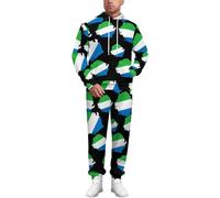 Flag Map of Sierra Leone Men's Tracksuit Set 2 Piece Casual Hooded Top Drawstring Bottoms Sport Sweatshirt Suit