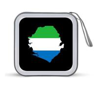 Flag Map of Sierra Leone Portable Zipper CD Case 40 Capacity DVD Collection Holder for Car Office Home Travel
