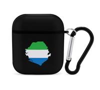 Flag Map of Sierra Leone Stylish Printed Bluetooth Headset Protective Cover Compatible with AirPods 1/2 with Buckle