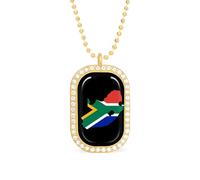Flag Map of South Africa Funny Pendant Necklace for Women Personalized Fashion Jewelry Diamond Necklaces for Wedding Birthday Gold Silver