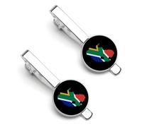 Flag Map of South Africa Tie Clips for Men Classic Necktie Tie Bar 2 Pack Clasp Clips Gifts for Anniversary Business