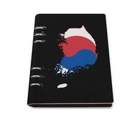 Flag Map of South Korea Printed Notebook Binder A5 6 Metal Ring Slim Foldable Reusable Notepad Daily Work