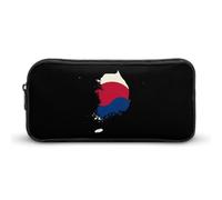 Flag Map of South Korea Small Pencil Case Large Capacity Pen Bag Aesthetic Makeup Pouch Office Stationery Organizer 22 * 12 * 5cm
