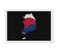 Flag Map of South Korea Square Diamond Art Kits for Adults 5D DIY Full Drill Painting Gems Wall Arts and Crafts 8"x12"