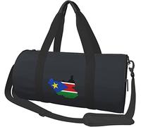 Flag Map of South Sudan Travel Luggage Duffel Bag Sports Rolling Foldable Duffel Bag, Black