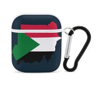 Flag Map of Sudan Compatible with Airpod 1/2 Case PC Scratch-Resistant Drop-Proof Protective Cover with Keychain White-style