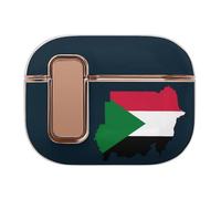 Flag Map of Sudan Compatible with Airpod Pro 1/2 Case PC Scratch-Resistant Drop-Proof Protective Cover with Secure Buckle