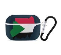 Flag Map of Sudan Compatible with Airpod Pro Case PC Scratch-Resistant Drop-Proof Protective Cover with Keychain White-style