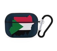 Flag Map of Sudan Compatible with Airpod Pro Case PC Scratch-Resistant Drop-Proof Protective Cover with Keychain Black-style