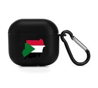 Flag Map of Sudan Compatible with Airpods 4 Case TPU Scratch-Resistant Drop-Proof Protective Cover with Keychain