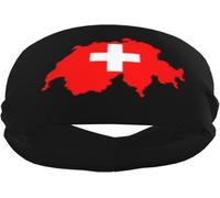Flag Map of Switzerland Sports Sweatbands for Men & Women, Non-Slip Elastic Wristbands & Headbands for Basketball, Tennis, Workout, Gym, Yoga, Absorbent & Breathable (Black)