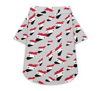 Flag Map of Syria Dog Hawaiian Shirt Stretch Collar Button Down Pet Clothes for Small Medium Puppy