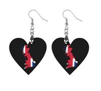 Flag Map of The Kingdom of Great Britain Trendy Wooden Earrings for Women Boho Charms Studs Lightweight Dangle Drop Pendant Apricot Shaped
