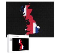 Flag Map of The Kingdom of Great Britain Wooden Jigsaw Puzzles for Adults Challenge Intelligent Puzzle Letter on Back Picture Home Decor