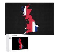 Flag Map of The Kingdom of Great Britain Wooden Jigsaw Puzzles for Adults Challenge Intelligent Puzzle Letter on Back Picture Home Decor