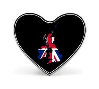 Flag Map of The United Kingdom Heart Badge Pin Metal Reel Pins Memorial Brooch Button Lapel Pins for Backpack Wedding