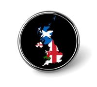 Flag Map of The United Kingdom Round Brooch Pin Lapel Pins Tie Suit Dress Accessories for Men Women Wedding Birthday