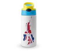 Flag Map of The United Kingdom Water Bottle with Straw and Handle and Pop-Up Spout Cover Leak-Proof Stainless Steel Travel Cup