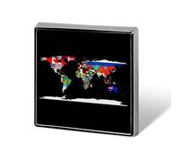 Flag Map of The World Custom Lapel Pins Square Brooch Tie Suit Dress Accessories for Men Women Wedding Birthday