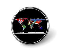 Flag Map of The World Round Brooch Pin Lapel Pins Tie Suit Dress Accessories for Men Women Wedding Birthday