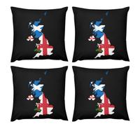 Flag Map of United Kingdom 4 Pack Cozy Plush Pillowcase 12 "x12 "