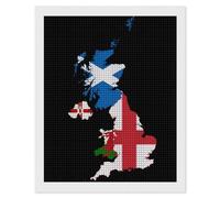 Flag Map of United Kingdom Diamond 5D Painting Kits for Adult Beginners Square Full Drill DIY Wall Art Craft Decor Gift 16"x20"