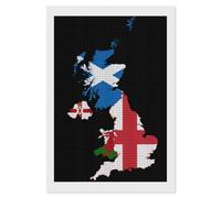 Flag Map of United Kingdom Diamond 5D Painting Kits for Adult Beginners Square Full Drill DIY Wall Art Craft Decor Gift 8"x12"