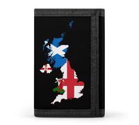 Flag Map of United Kingdom Trifold Men's Wallets with 8 Card Slots & Key Hook Slim Travel Purse Money Clip
