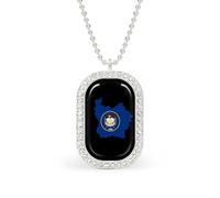 Flag Map of Utah White Shiny Diamond Necklace Square Pendant for Women Jewelry Gift