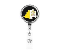 Flag Map of Vatican City Heavy Duty Metal Badge Holder Reel, Retractable Badge Holder with Belt Clip for Key Name Card Holder Employee Teacher