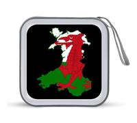 Flag Map of Wales CD Holder Case with 40 Capacity Protective Sleeves Hard DVD Storage Wallet for Car