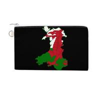 Flag Map of Wales Coin Purse Fashion Canvas Pouch Portable Wallet Makeup Bag for Men Women