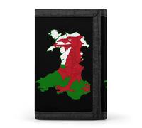 Flag Map of Wales Men's Wallets Trifold Women Purse with Coin Pocket 8 Card Slots Keyring Photo Window