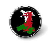Flag Map of Wales Round Brooches And Pins for Women 1" Men Lapel Pin for Hat Bag Backpack Decor