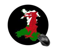 Flag Map of Wales Round Mouse Mat 20CM Desk Pad Non-Slip Rubber Gaming Mousepad Desktop Mousemat