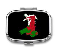 Flag Map of Wales Small Pill Organizer with 2 Compartments