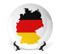 Flag Map of West Germany Personalized Bone China Decorative Plate Ceramic Decorative Plates with Display Stand for Home Office Decor