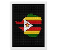 Flag Map of Zimbabwe Custom Diamond Art Painting Kits for Adults Vertical Full Drill Picture for Home Wall Decor