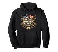 Flag My Freedom My Service Est 1776 Active Duty USA Flags Pullover Hoodie