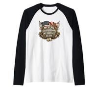 Flag My Freedom My Service Est 1776 Active Duty USA Flags Raglan Baseball Tee