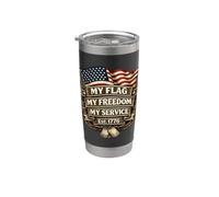 Flag My Freedom My Service Est 1776 Active Duty USA Flags Stainless Steel Insulated Tumbler