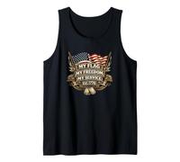 Flag My Freedom My Service Est 1776 Active Duty USA Flags Tank Top